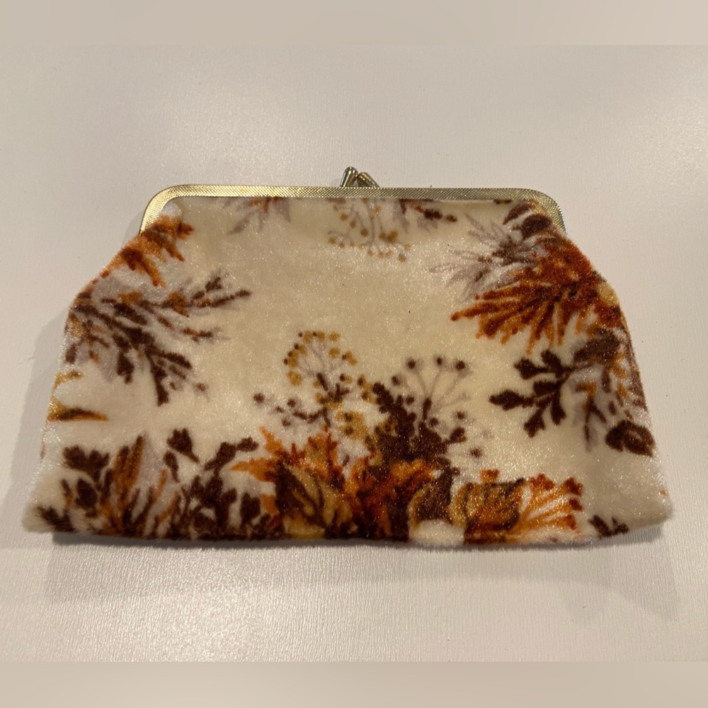 Vintage 70s Velvet Small Coin Purse Wallet Clutch